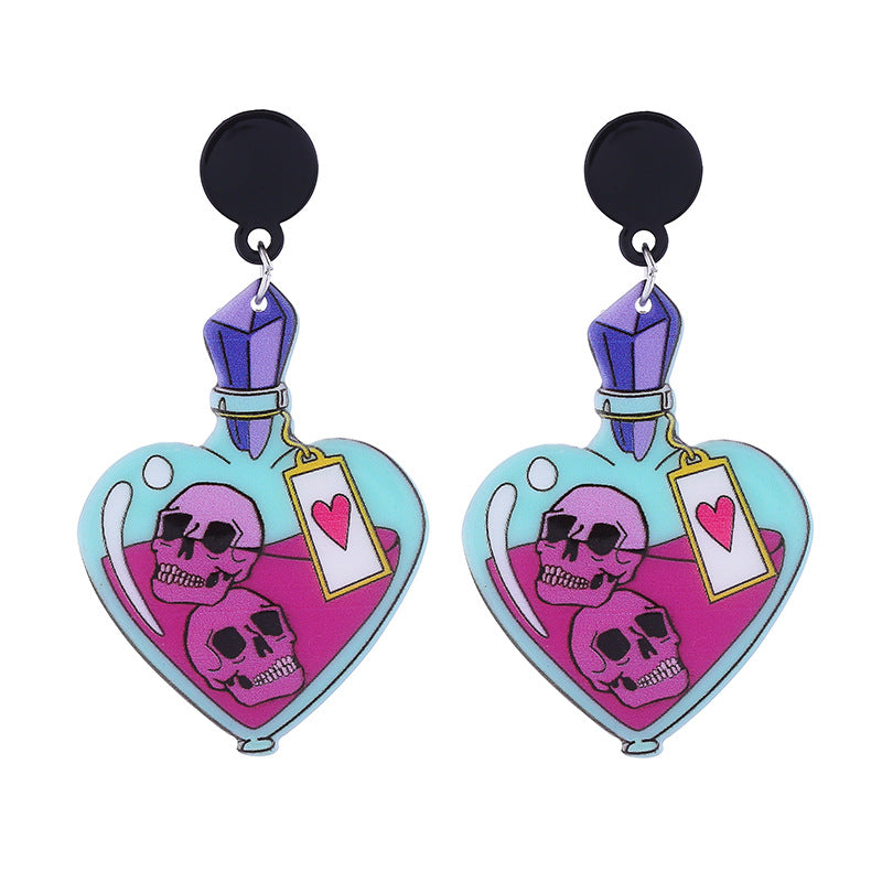 Wholesale  Halloween cute funny long-legged witch pink ghost acrylic earrings