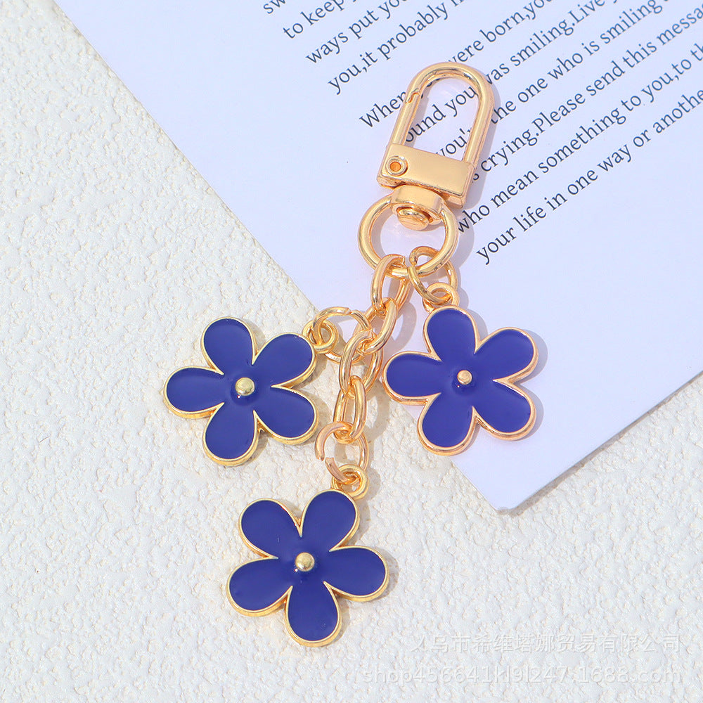 Wholesale Zinc Alloy Oil Dripping Flower Keychain Double-Sided Pendant Bag Charm