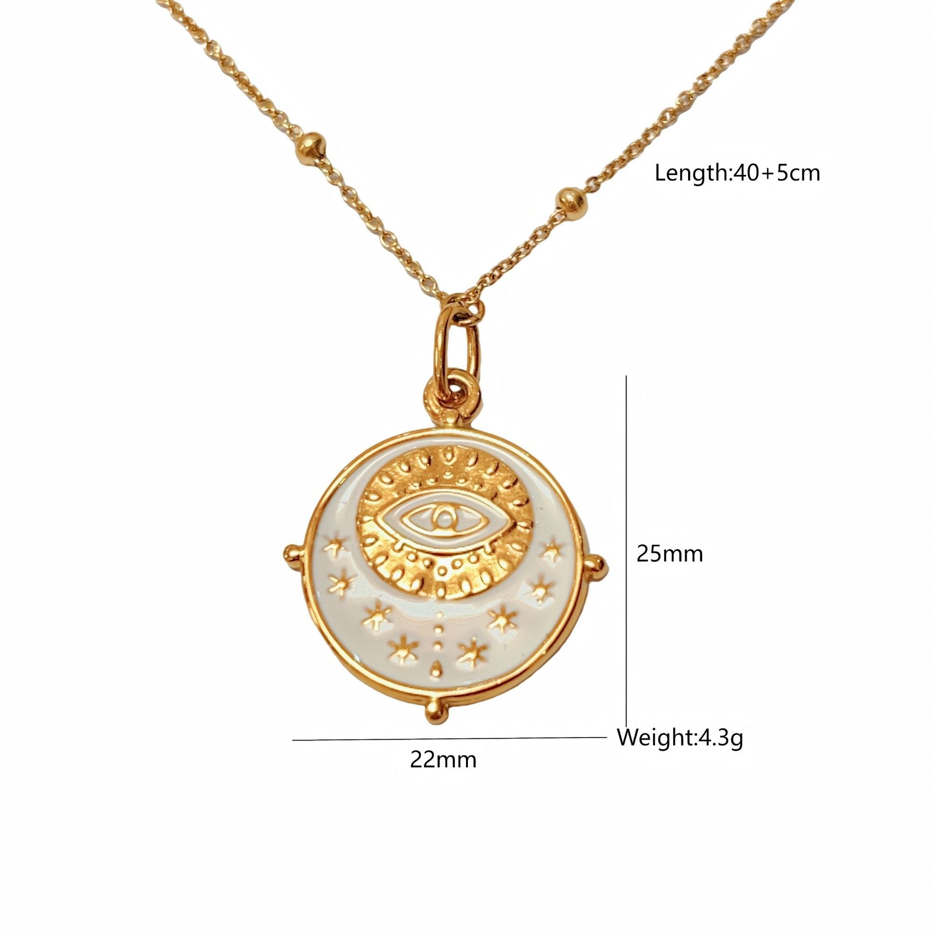 Wholesale Cross Border Fashion Round Color Stainless Steel Tarot Necklace