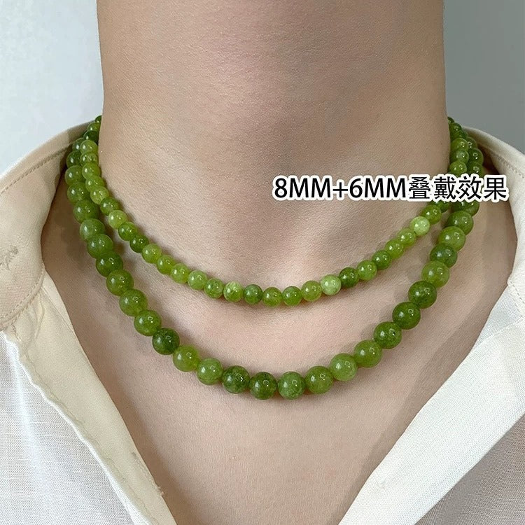 Wholesale Geometric Layered Agate Beaded Necklace Green 6mm Multi-layer Jewelry Accessory