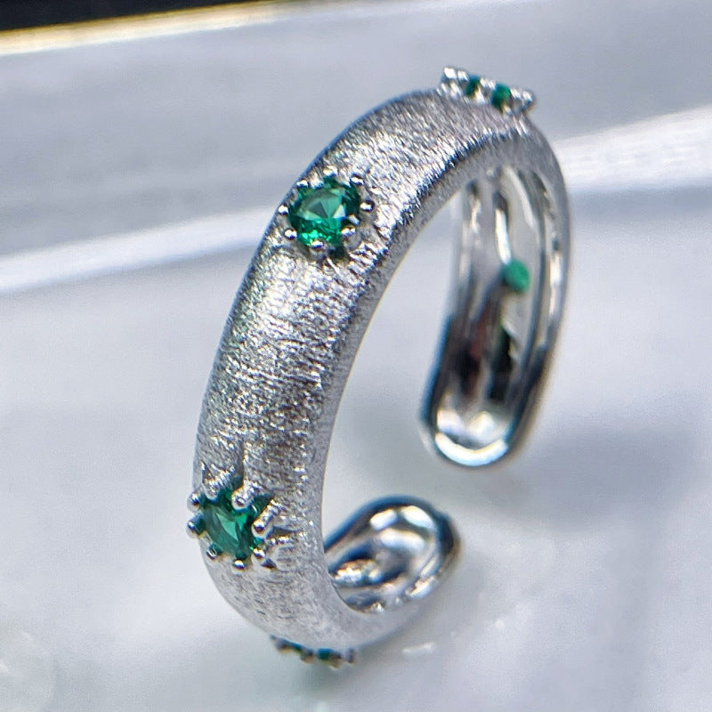 Wholesale Brushed Texture Diamond Star Ring