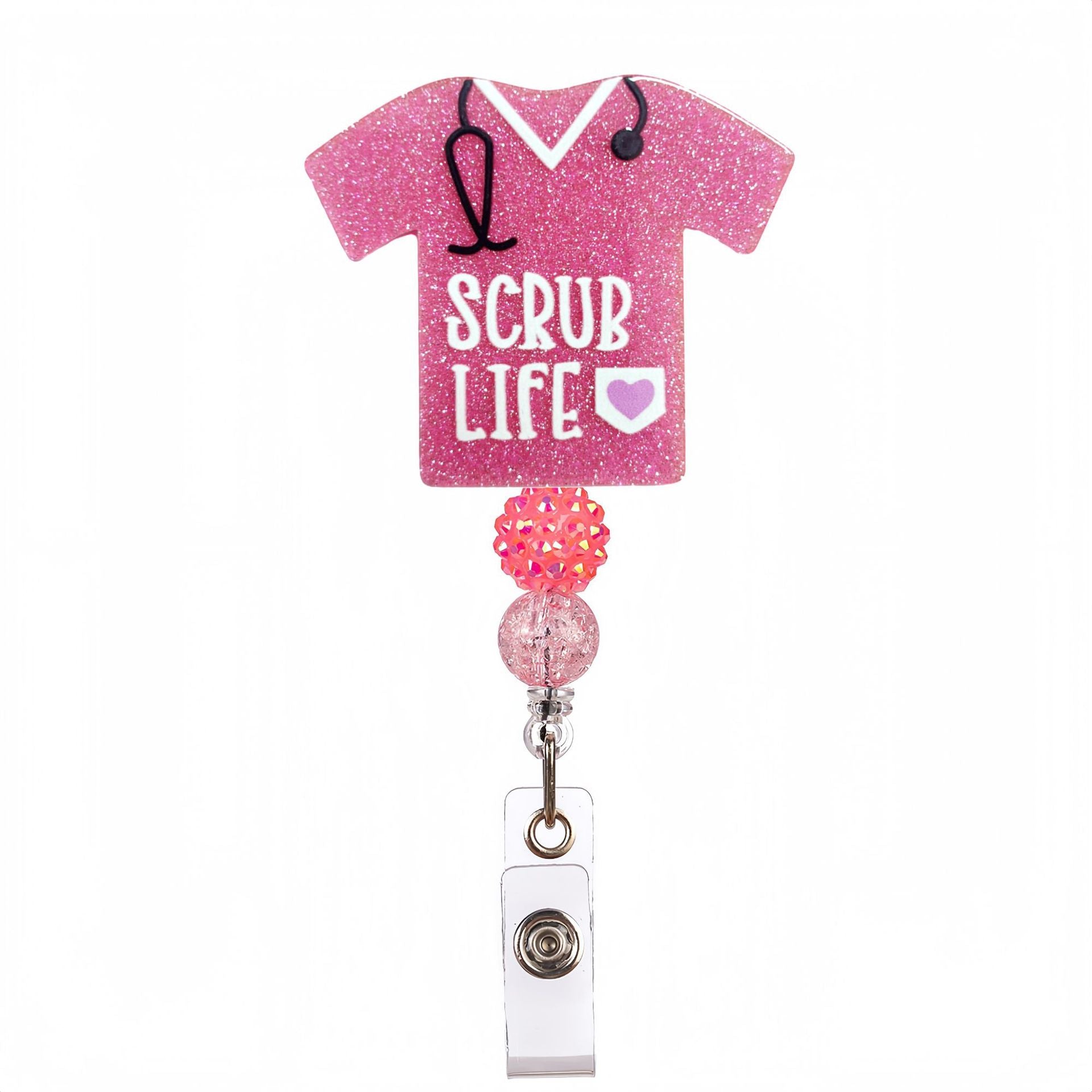 Wholesale Acrylic Glitter Medical Beaded Diamond Ball Bow Badge Reels Keychains