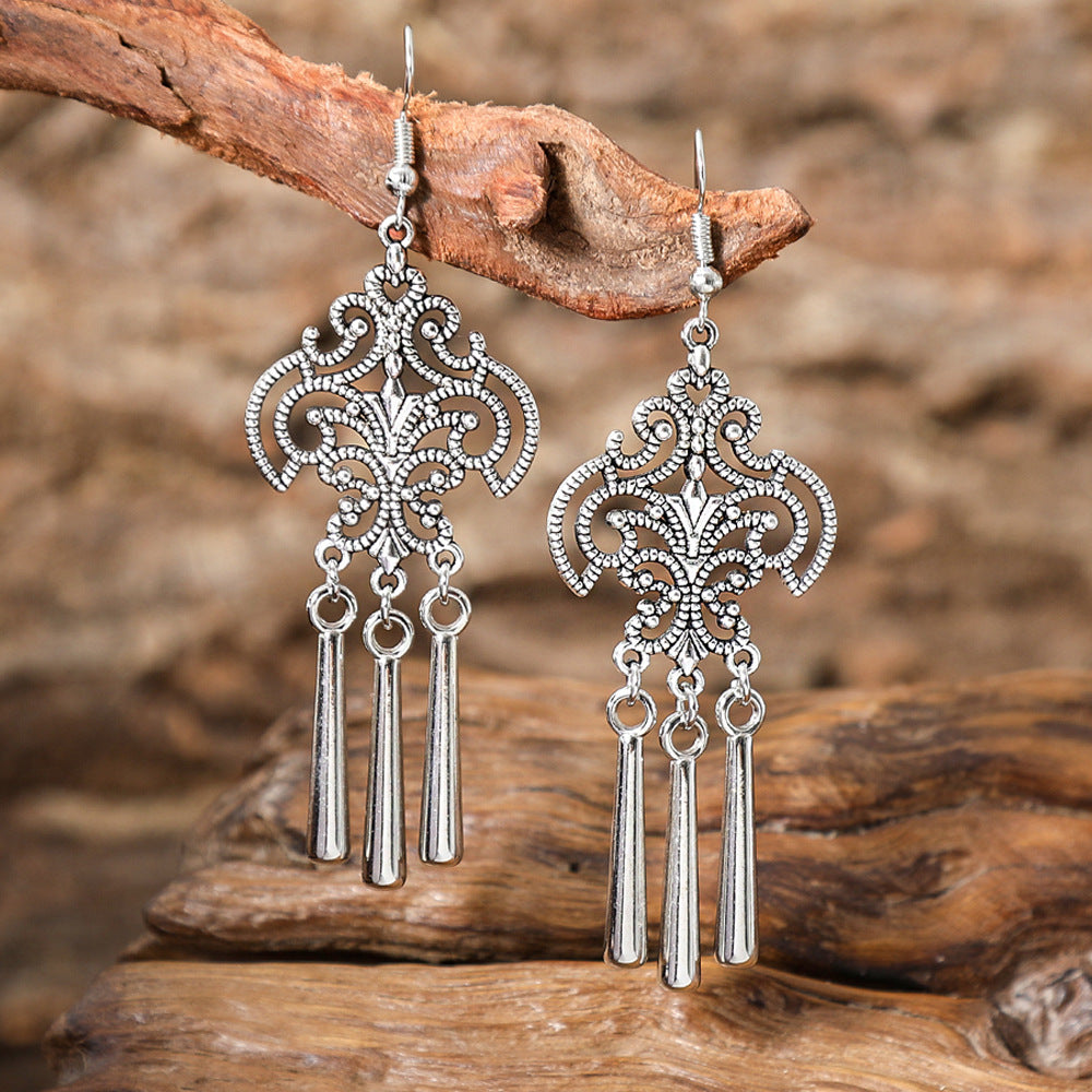 Wholesale Ethnic Peacock Leaf Baroque Earrings Alloy Fashion Jewelry Accessory Party Gift