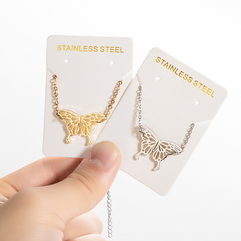 Wholesale  stainless steel hollow origami butterfly pendant bracelet