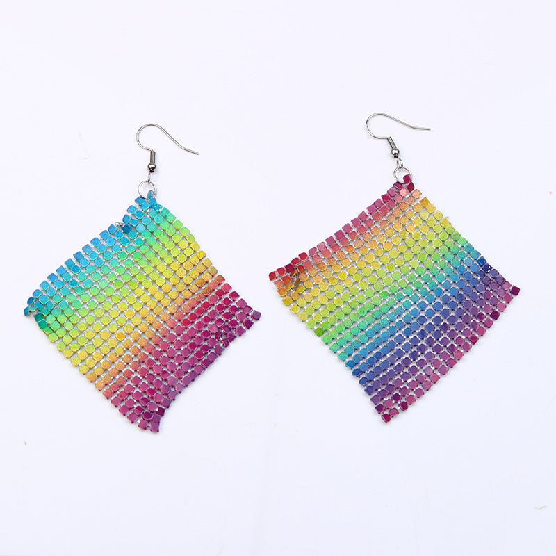 Wholesale Rainbow LGBT Pride Month Heart Shape Long Acrylic Earrings ACC-ES-DA015