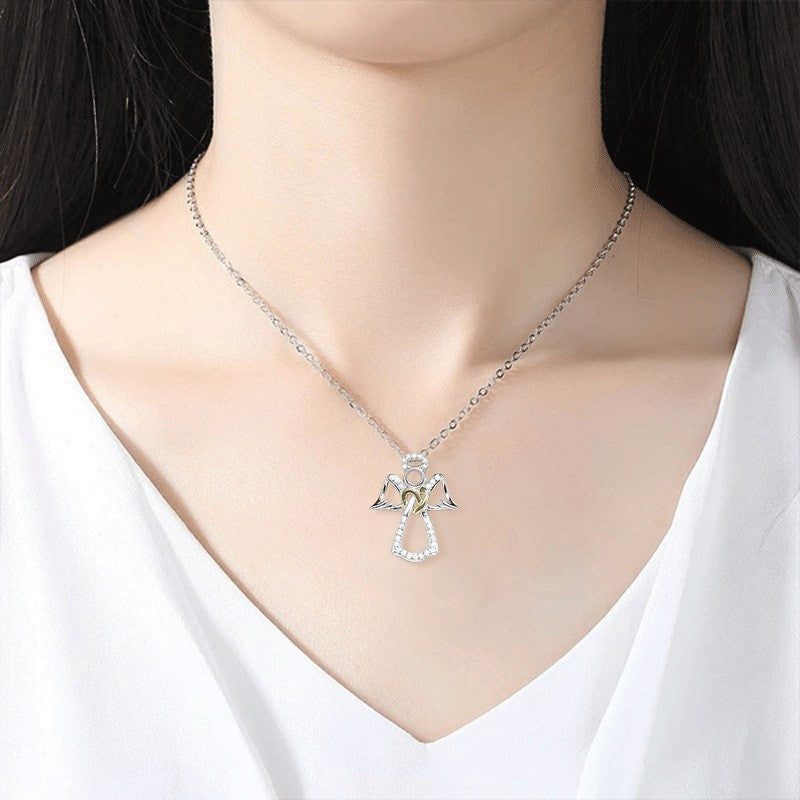 Wholesale Love Necklace with Diamond Alloy Angel Wings Pendant Heart Necklace ACC-NE-Yima003