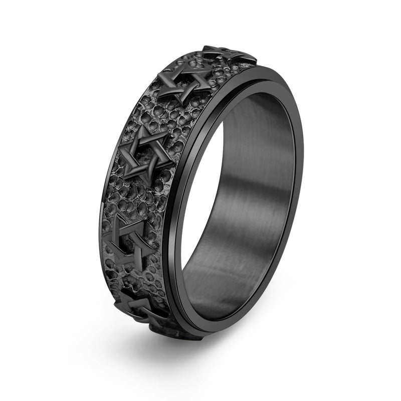 Anello stella a sei punte in acciaio al titanio all'ingrosso