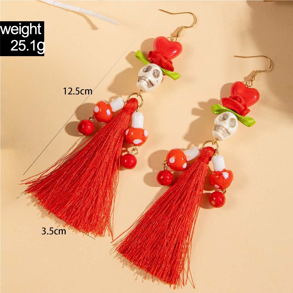 Wholesale   funny  skull tassel rice beads earrings