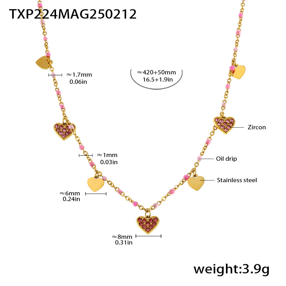 Wholesale zircon titanium steel necklace love clavicle chain