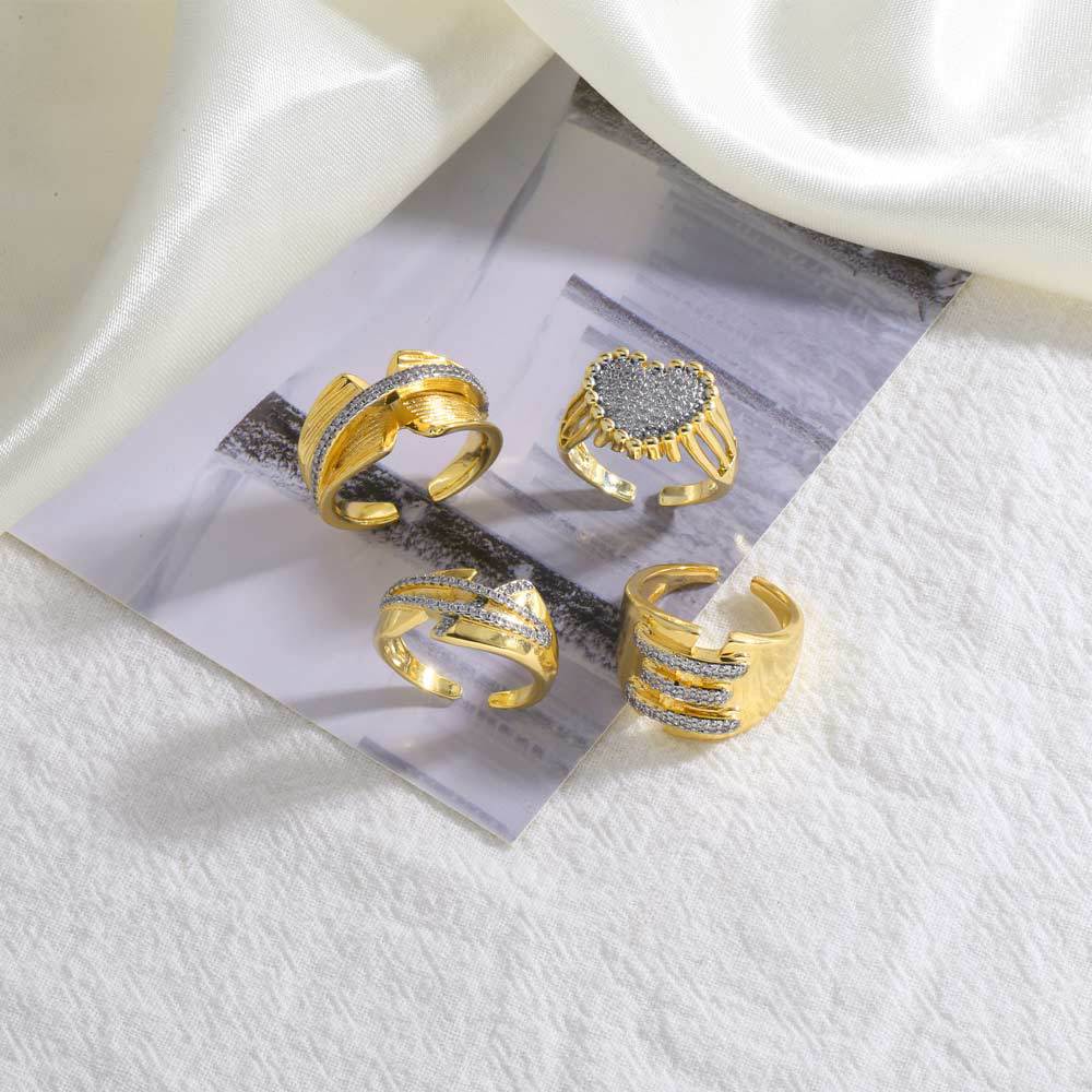 Wholesale two-color love gold-plated irregular open ring