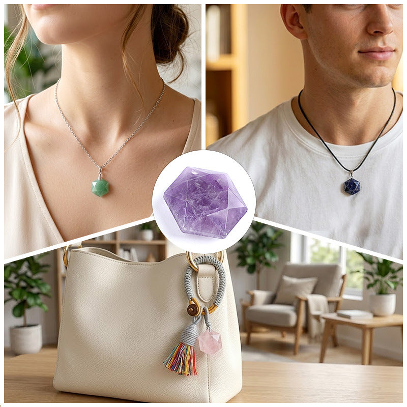 Wholesale Six Pointed Star Amethyst Natural Stone Pendant DIY Jewelry Accessory Boutique Gift For Resale