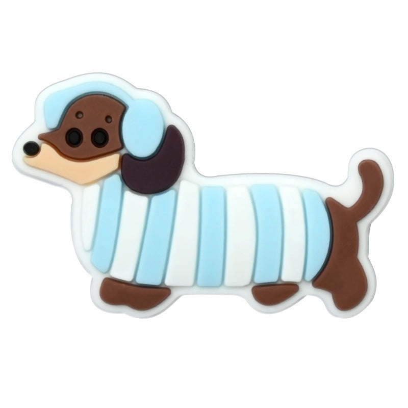 Wholesale   Random 100pcs Cartoon dachshund PVC Soft Rubber Shoe Buckle Decoration