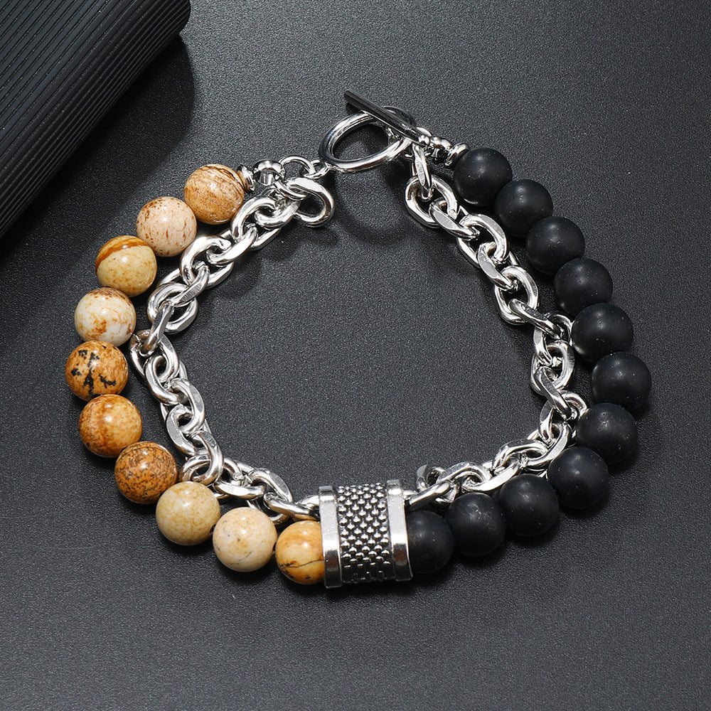 Wholesale  3PCS Men' s beaded natural stone bracelet