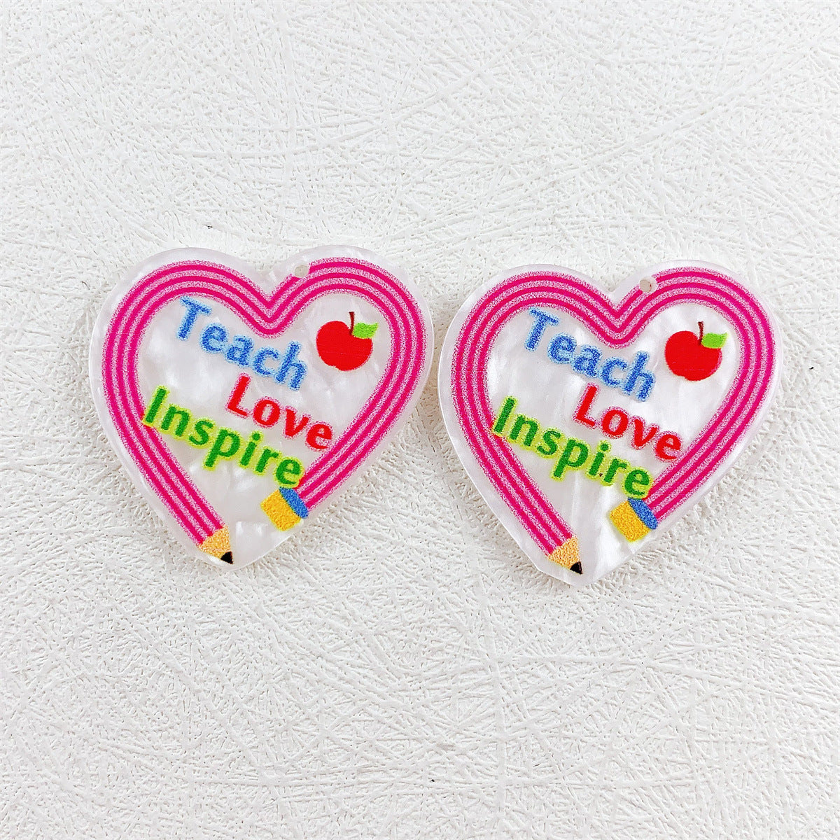 Wholesale 10pcs Acrylic Printing Color Pencil Books School Season Series Pendant