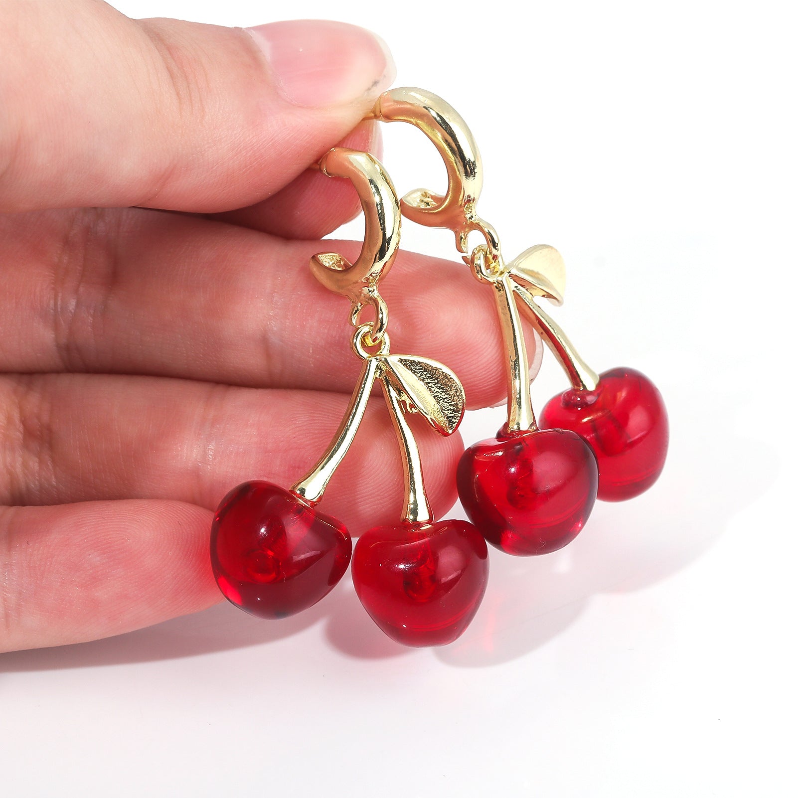 Wholesale Red Cherry Niche Design Light Luxury Earrings