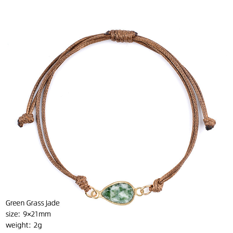 Wholesale Adjustable Woven Tiger Eye Stone Teardrop Bracelet Fashion Accessory Gift