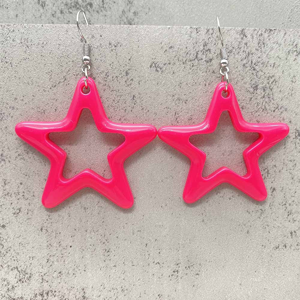 Wholesale Bright Hollow Colorful Five-pointed Star Acrylic Earrings ACC-ES-ChenY075