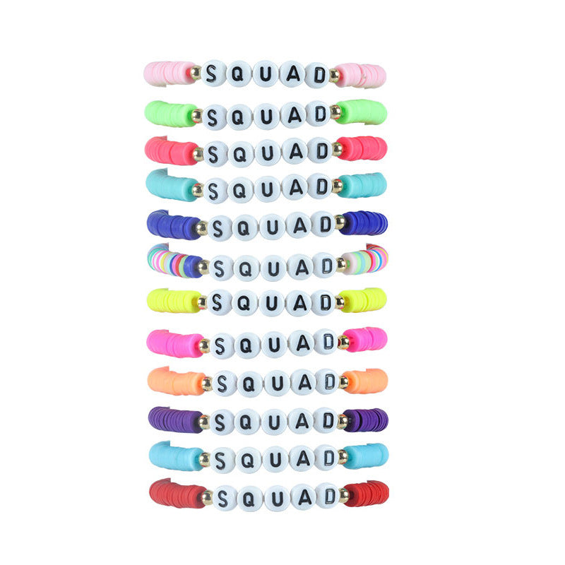 Wholesale polymer clay letter bracelet friendship CHEER bracelet youth group cheerleading bracelet ACC-BT-YiYe011