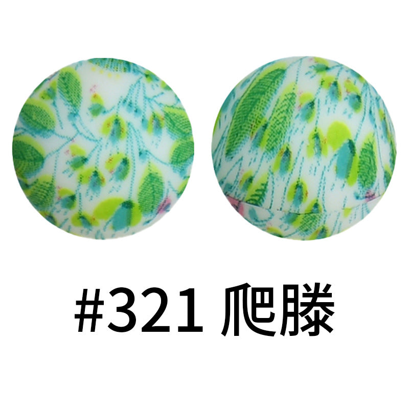 Wholesale 50pcs 15mm Western Style Leopard Skull Color Aztec Printed Silicone Balls Beads ACC-BDS-HeSheng004