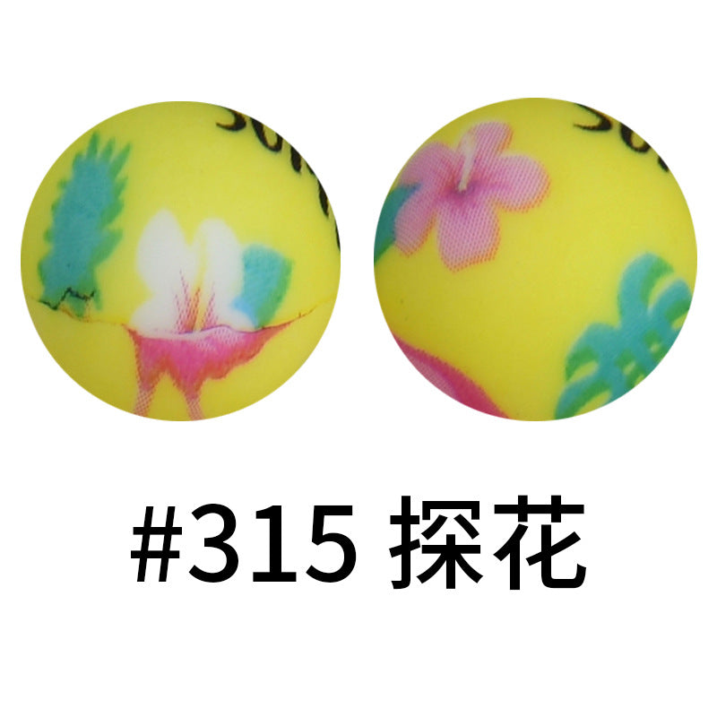 Wholesale 50pcs Western Style Leopard Skull Color Aztec Printed Silicone Balls Beads ACC-BDS-HeSheng005