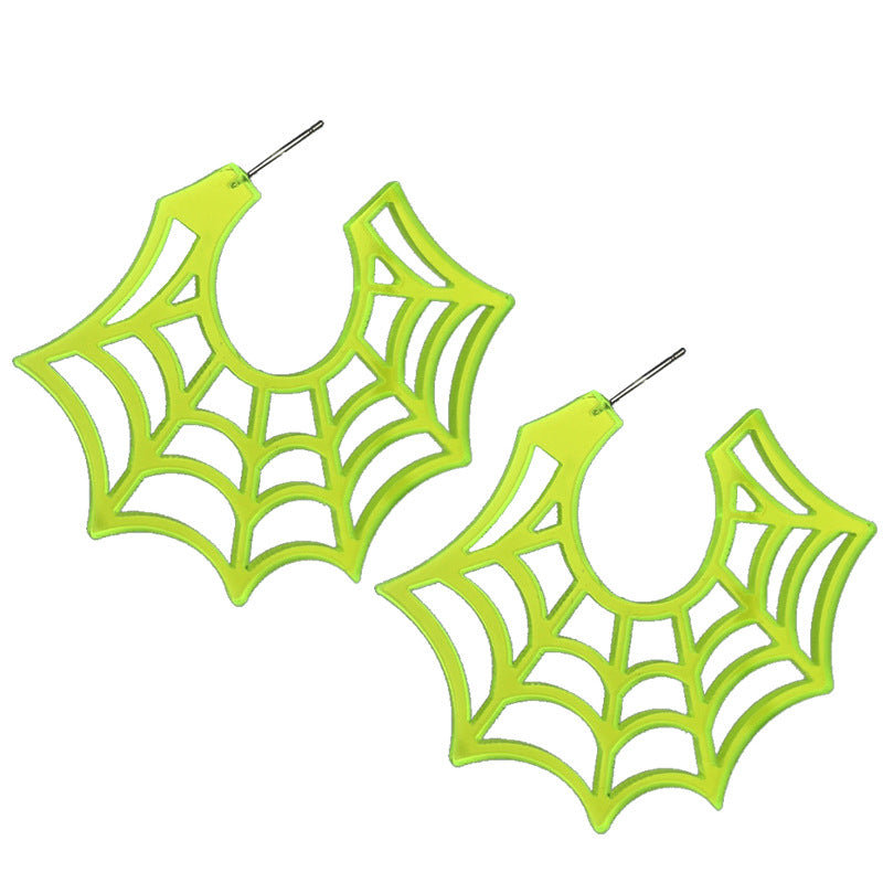 Wholesale 2 Pairs/pack Halloween Spider Web Earrings Punk Fluorescent Retro Earrings Acrylic Earrings ACC-ES-HY147