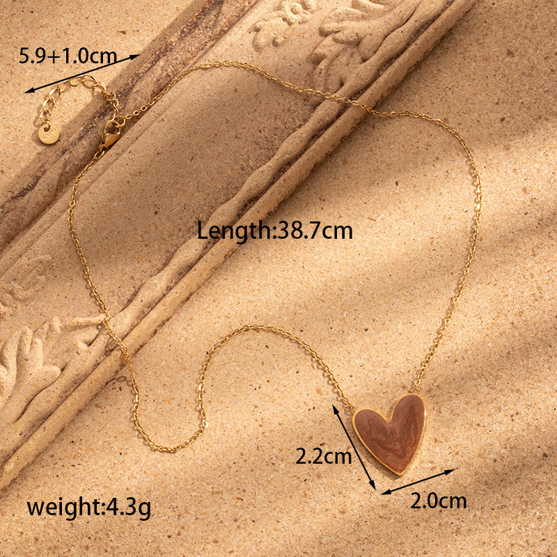 Wholesale Titanium steel simple all-match  oil painting love light luxury necklaces