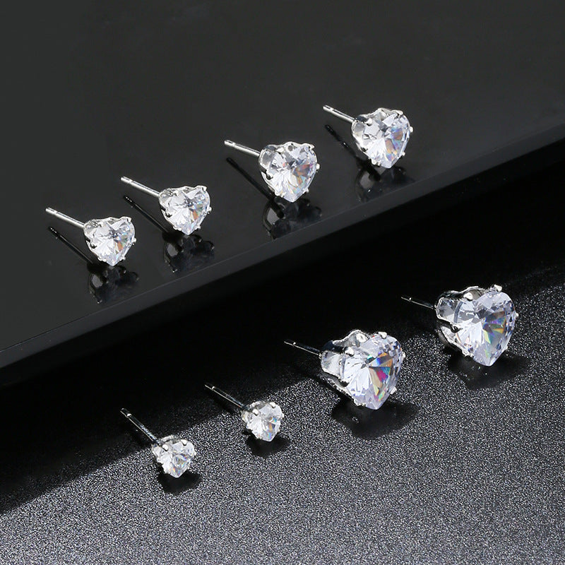 Wholesale S925 ear hole four claw love zircon light luxury earrings