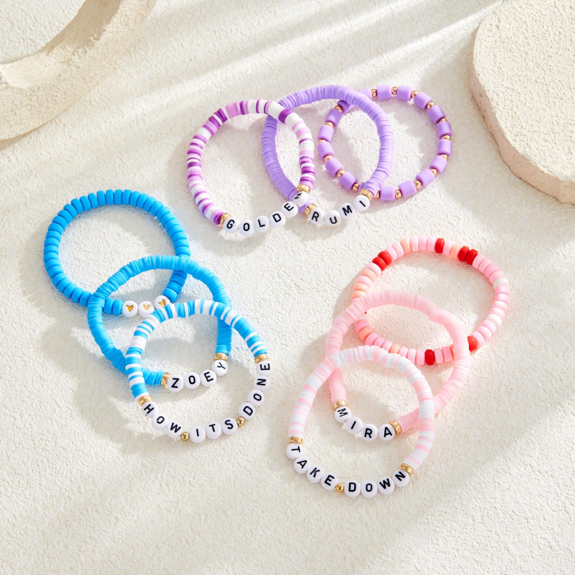Wholesale Anime alloy polymer clay letter necklace bracelet set