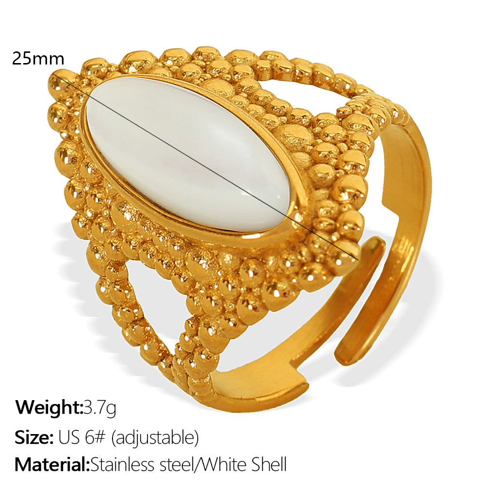 Wholesale Bohemian Resort Style Titanium Steel Titanium Steel Tiger Eye Stone Ring Personalized Fashion Open Ring