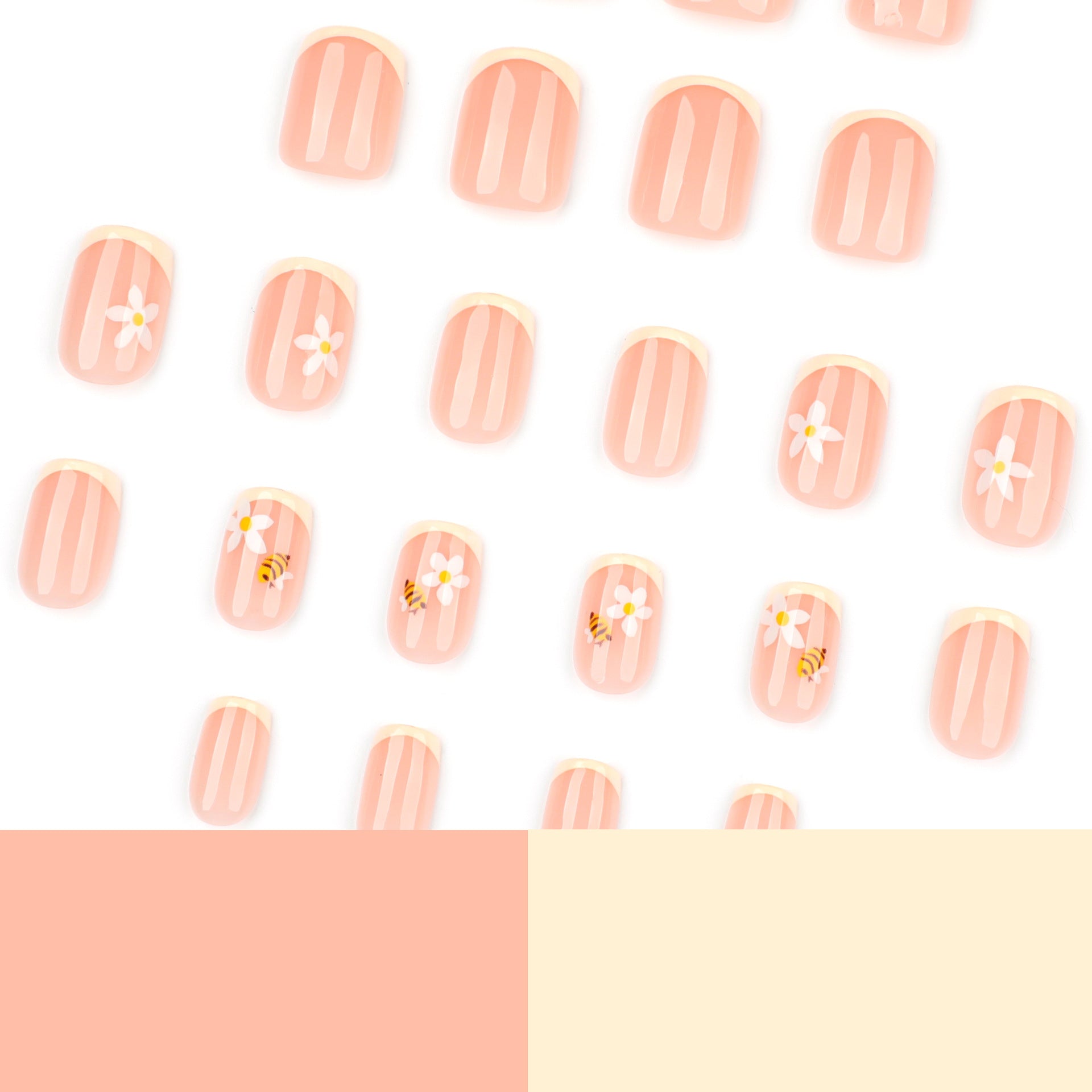 Wholesale 24 Pieces/box Bee Flower Bow Nails Kits Nail Stickers