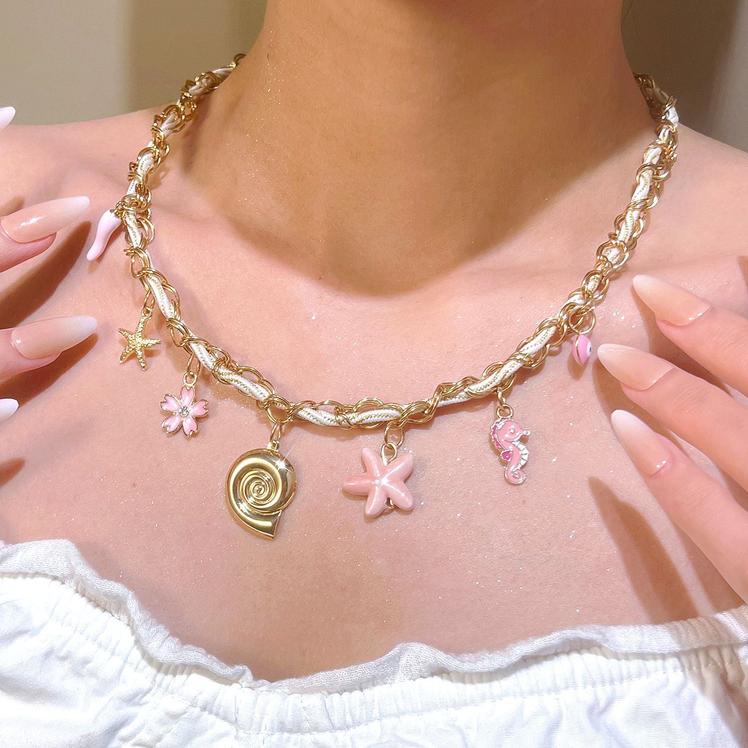 Wholesale  Natural Stone Shell Necklace