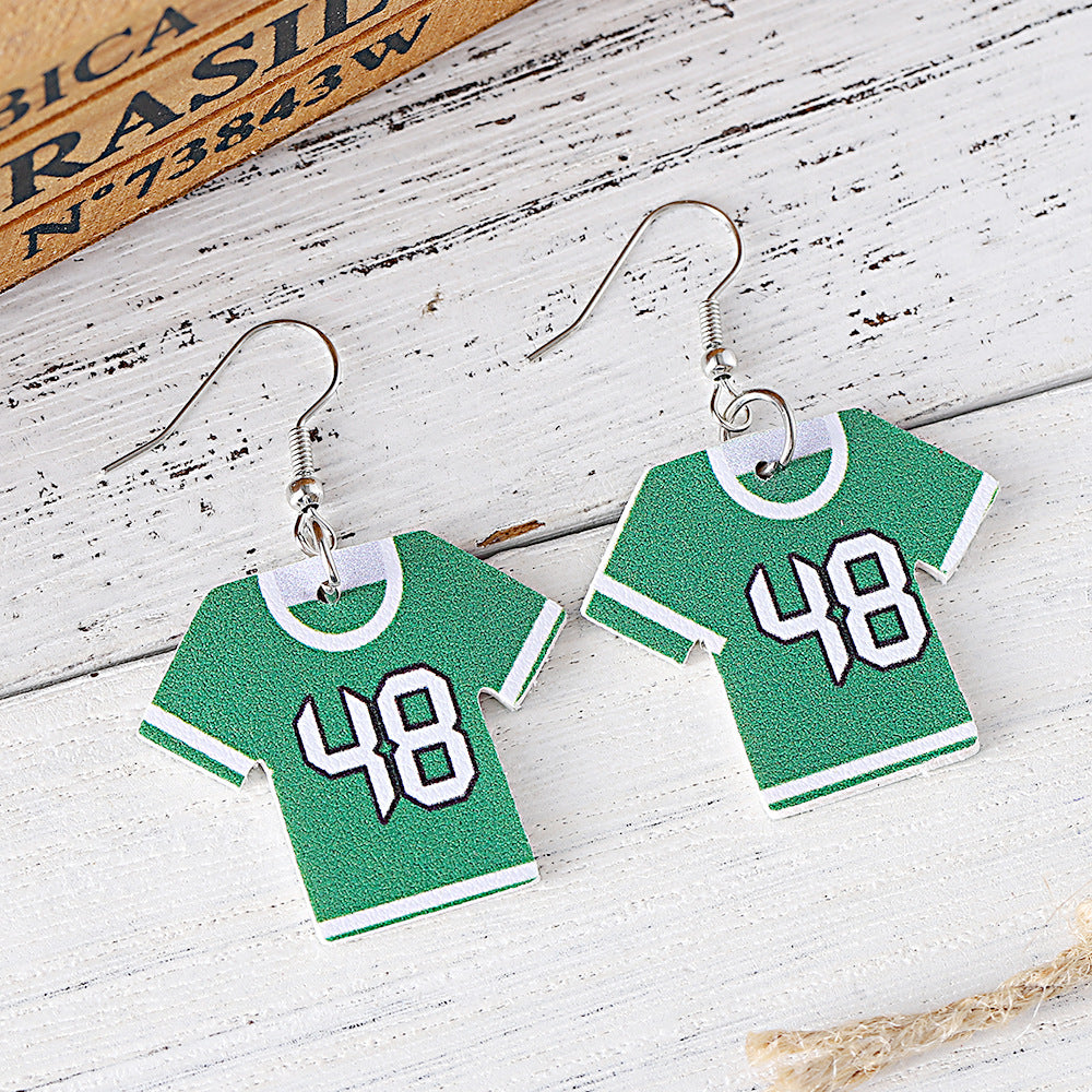 Wholesale Green 48 Jersey Earrings