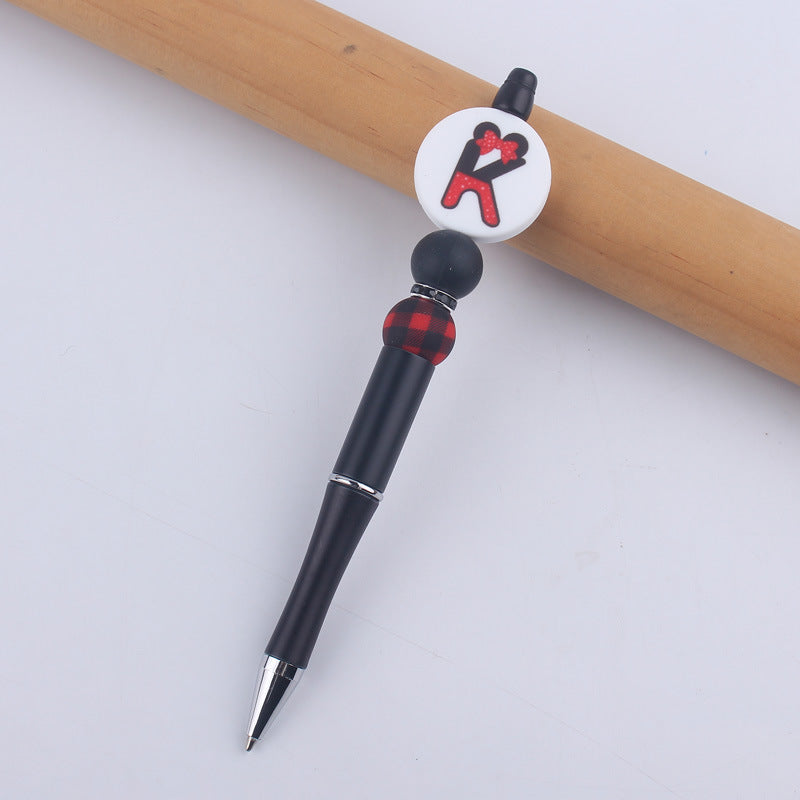 Wholesale  handmade beaded pen DIY creative silicone teether English letter  ballpoint pen
