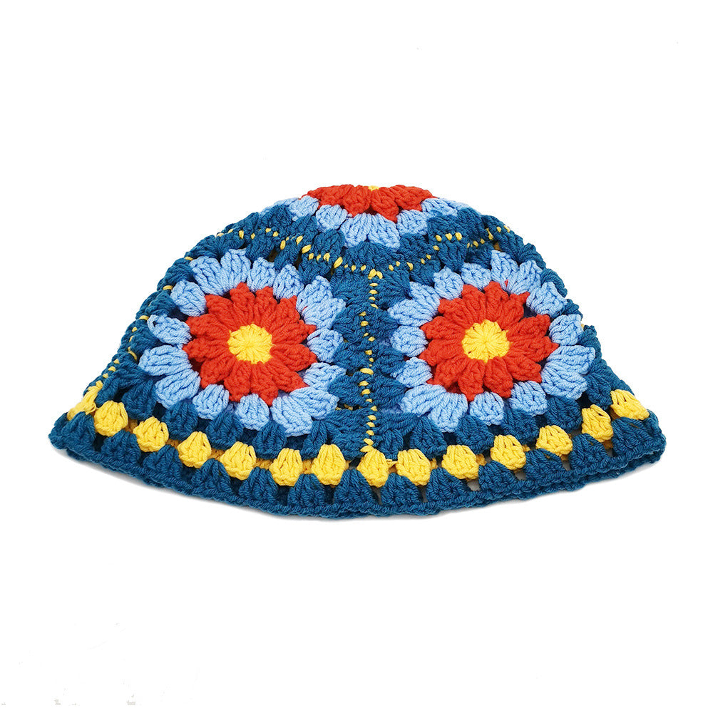 Wholesale  Vintage Hollow Flower Handmade Knitted Basin Hat