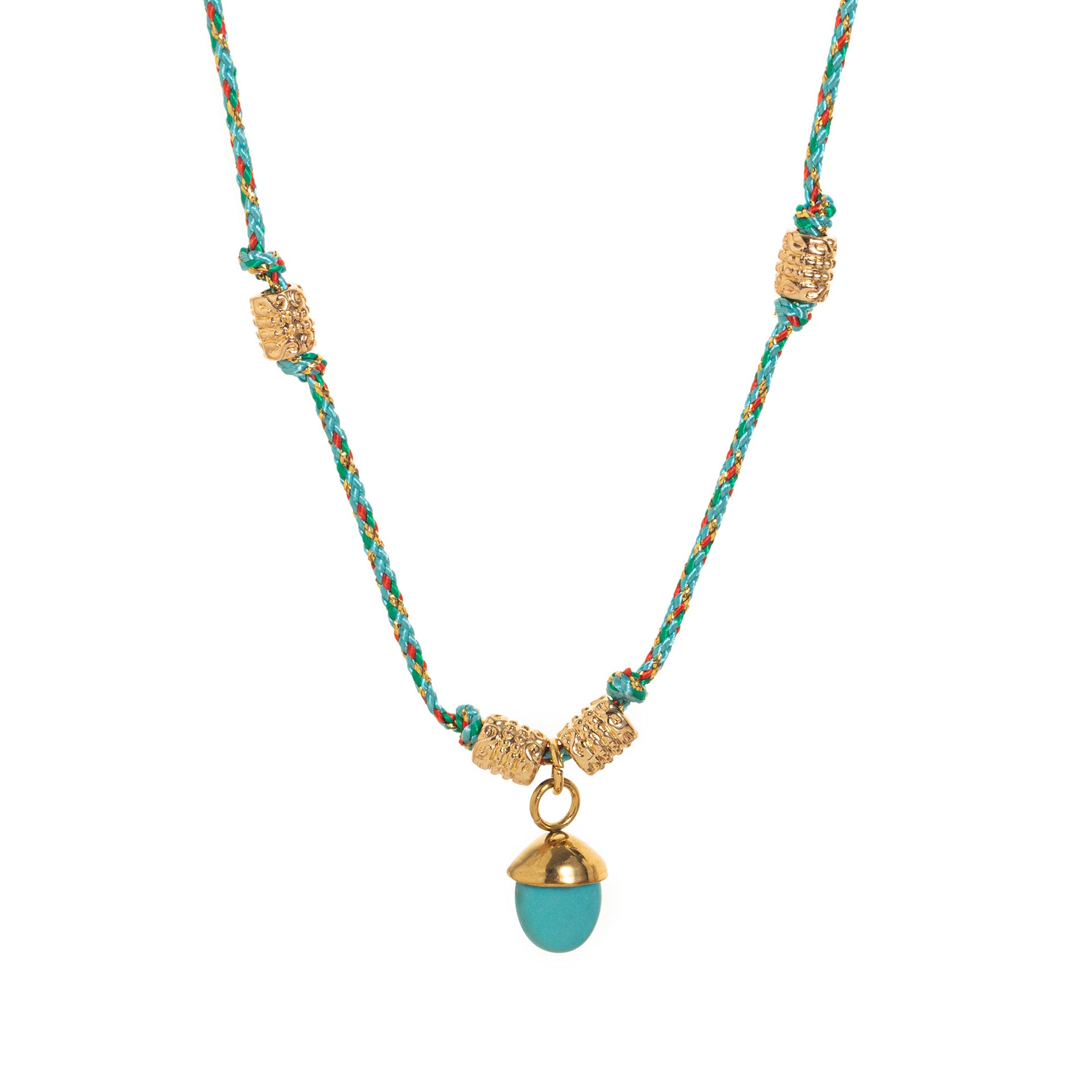 Wholesale Titanium Steel Necklace Half Circle Natural Stone Acorn Pine Cone Pendant