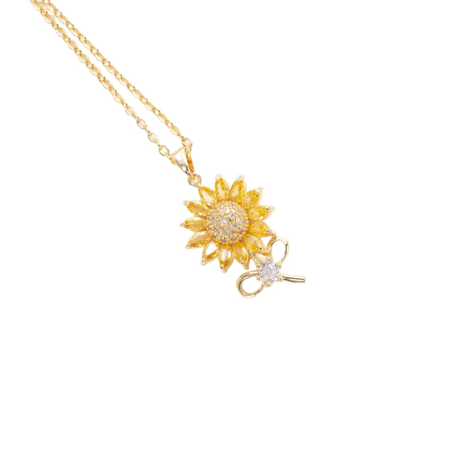 Wholesale Red Sunflower Pendant Sweater Chain Copper Fashion Jewelry Accessory for Women Boutique Resale