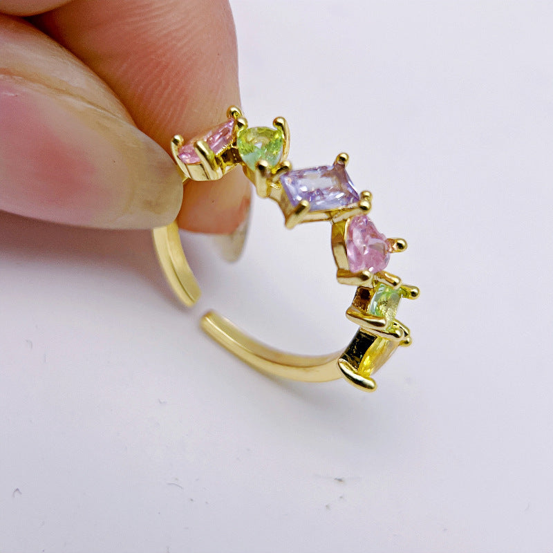 Wholesale Contrast Color Zircon Open Rings ACC-RS-YXY042