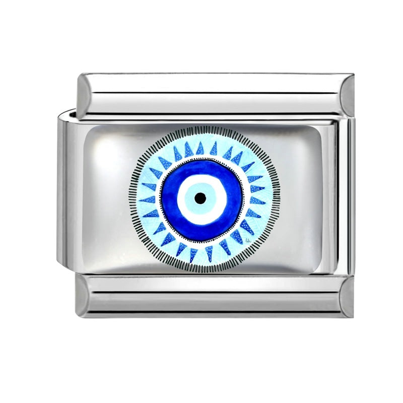 Wholesale 9mm Italian Charm Starter Bracelets DIY Flower Evil Eye Series Stainless Steel Composable Bracelet