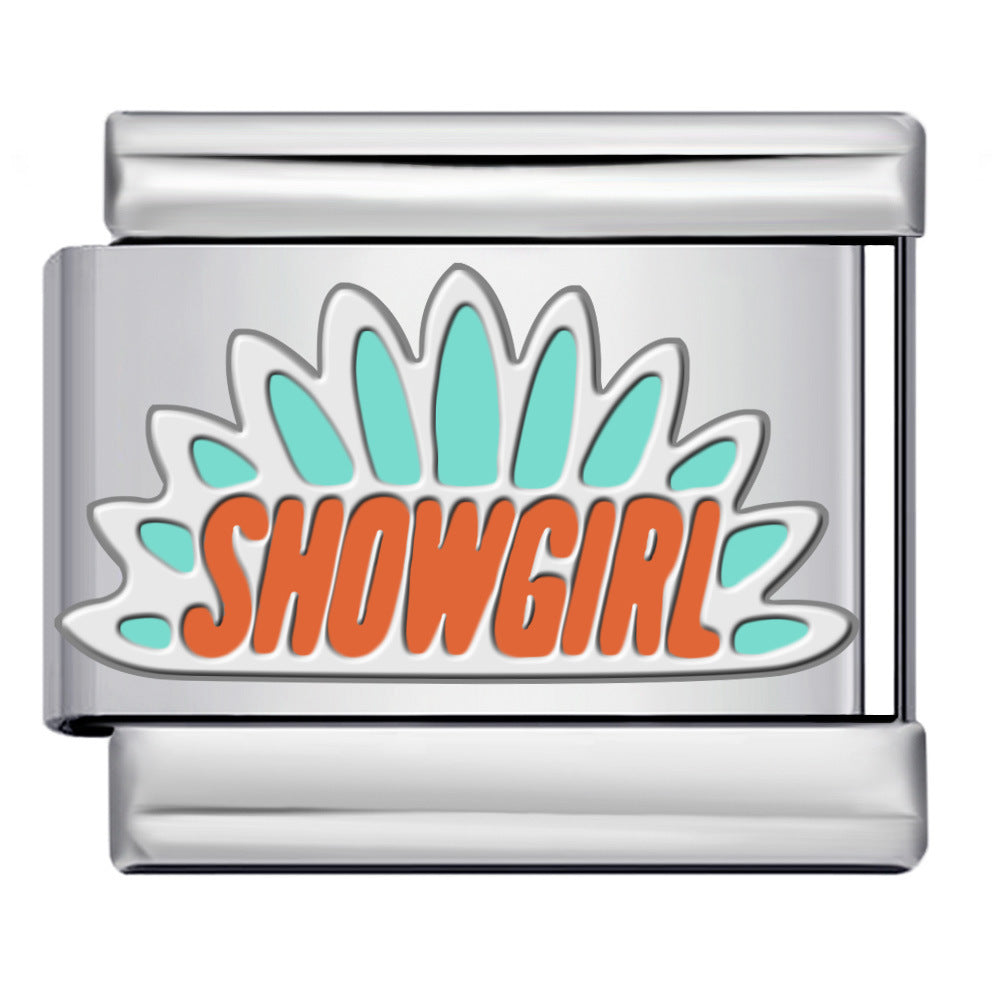 Wholesale Italian Charm Bracelet 9mm DIY Oil-Drip Welded Pattern Creative Stainless Steel Composable Bracelet