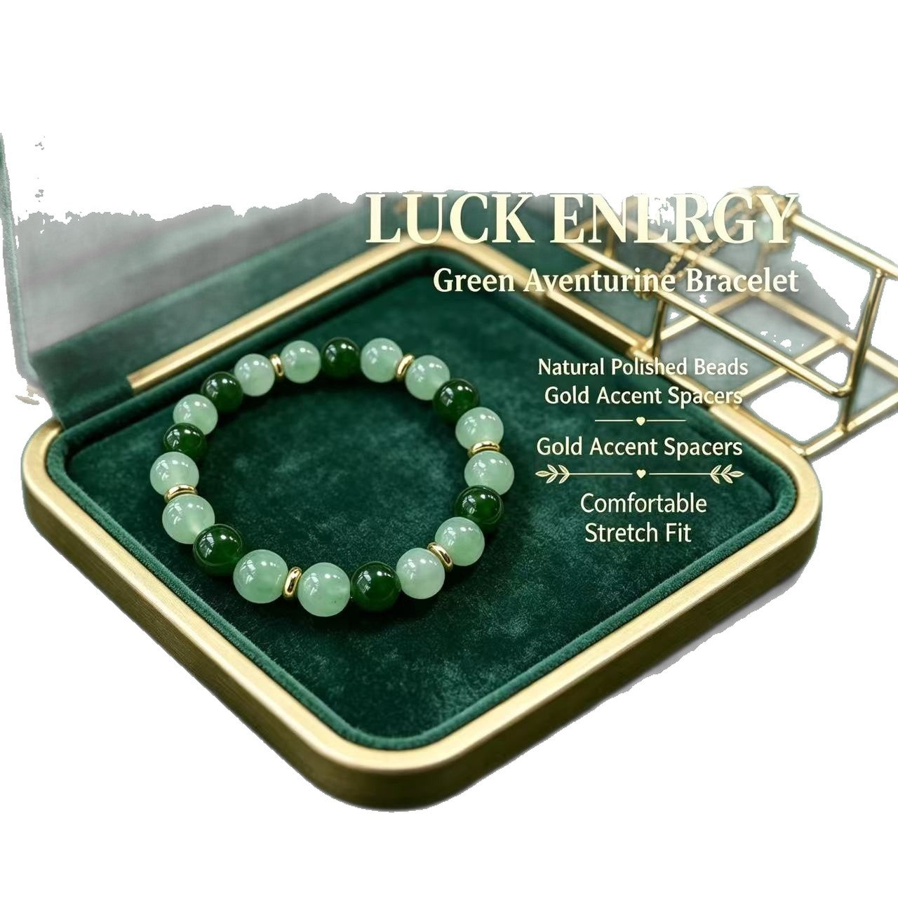 Wholesale Trendy Green Glass Stone Bead Bracelet Two Tone Green Unisex Fashion Jewelry Accessory For Resale