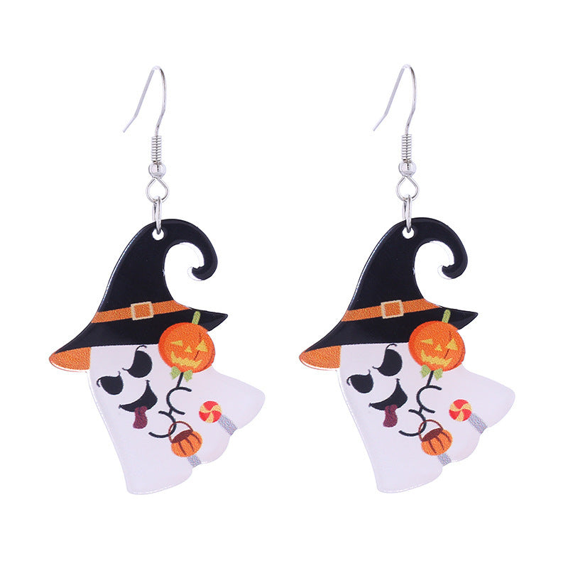 Wholesale Halloween Themed Earrings Funny Ghost Pumpkin Bat  Acrylic Earrings