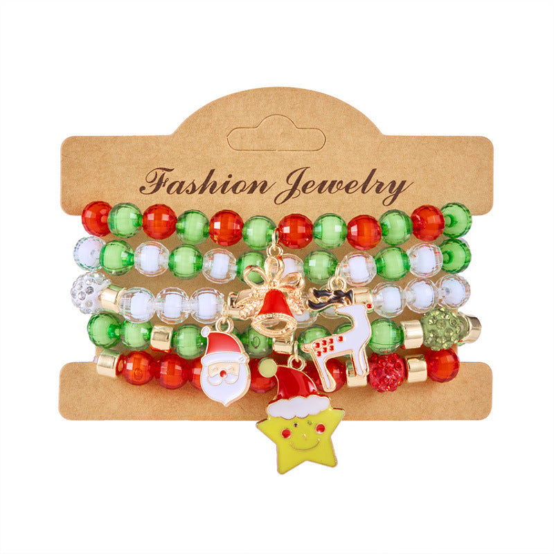 Wholesale  Snowflake Bell Colorful Beaded Bracelet