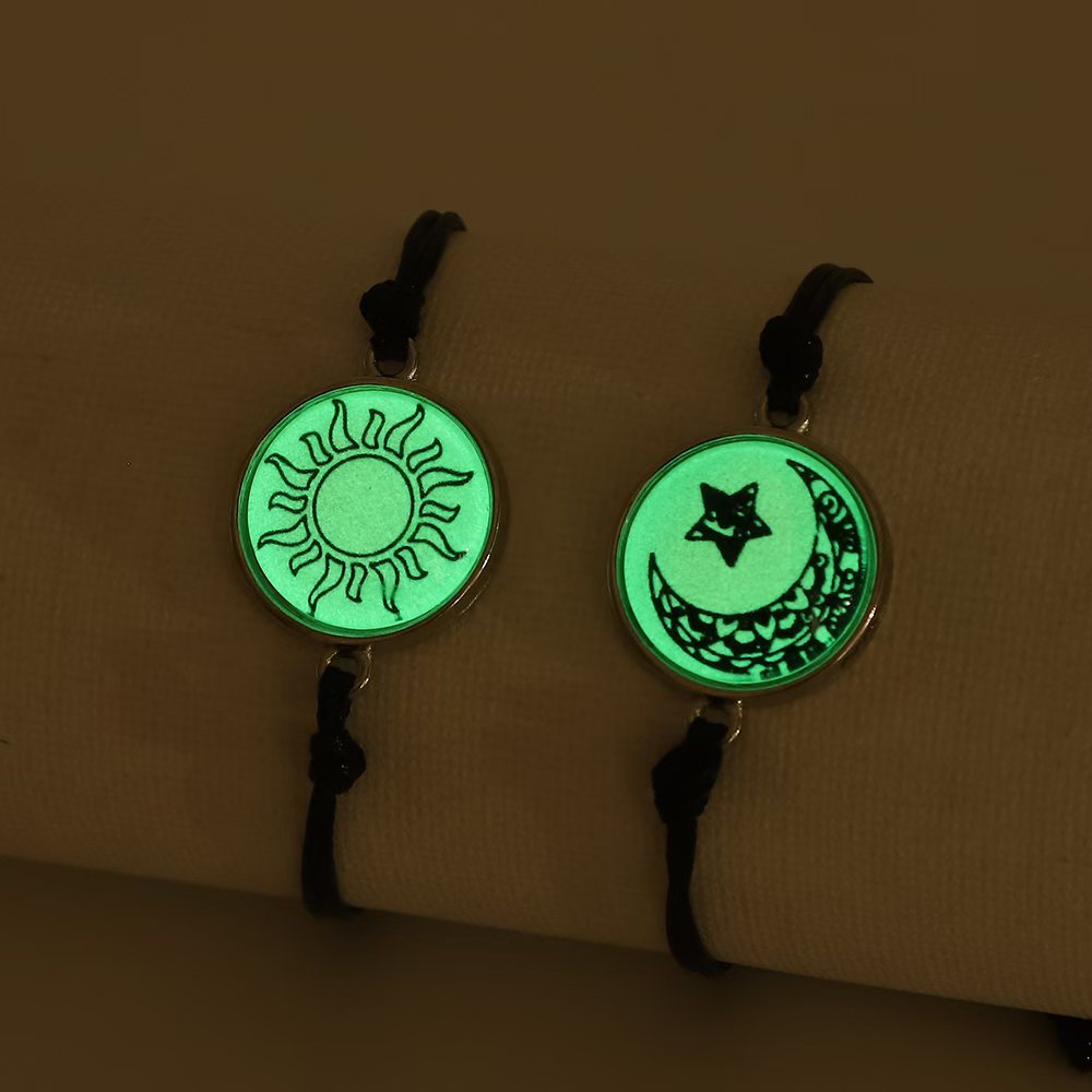 Wholesale Glow In The Dark Yin Yang Couple Bracelet Handwoven Rope With Zinc Alloy Pendant Unisex Valentine Gift Jewelry Accessory