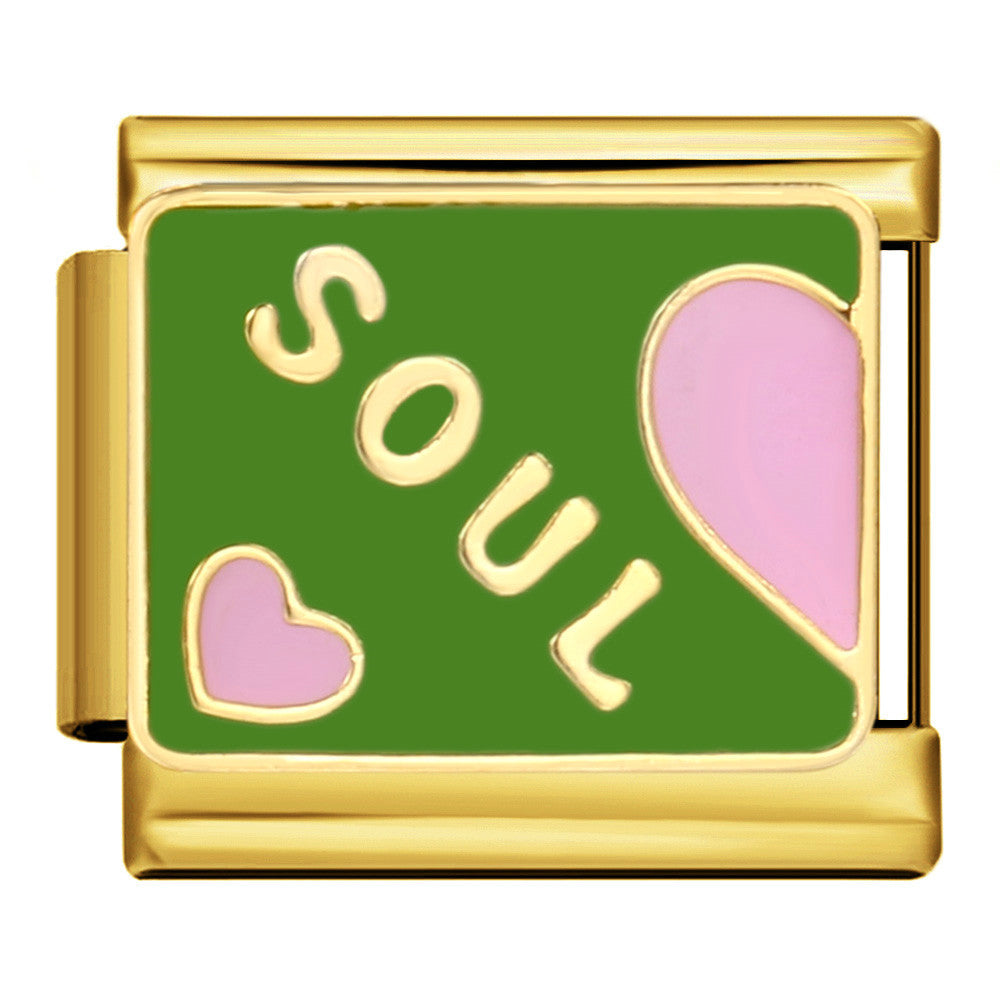 Wholesale  Italian Module Long Edition Letter Titanium Steel Welding Oil Dropping DIY  Charm