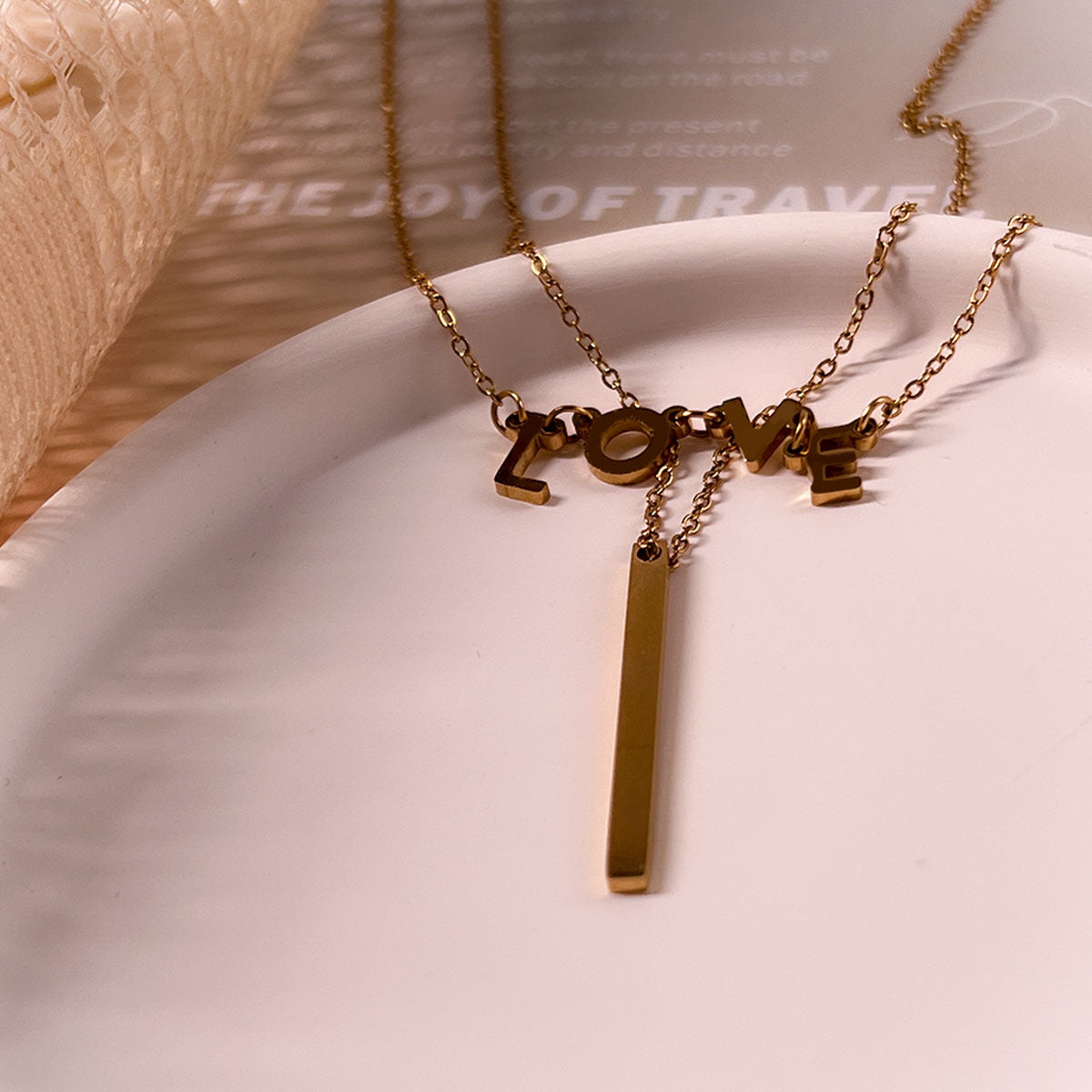 Wholesale Stainless Steel Necklace Electroplated 18K Gold Drop Necklaces ACC-NE-YuHui004