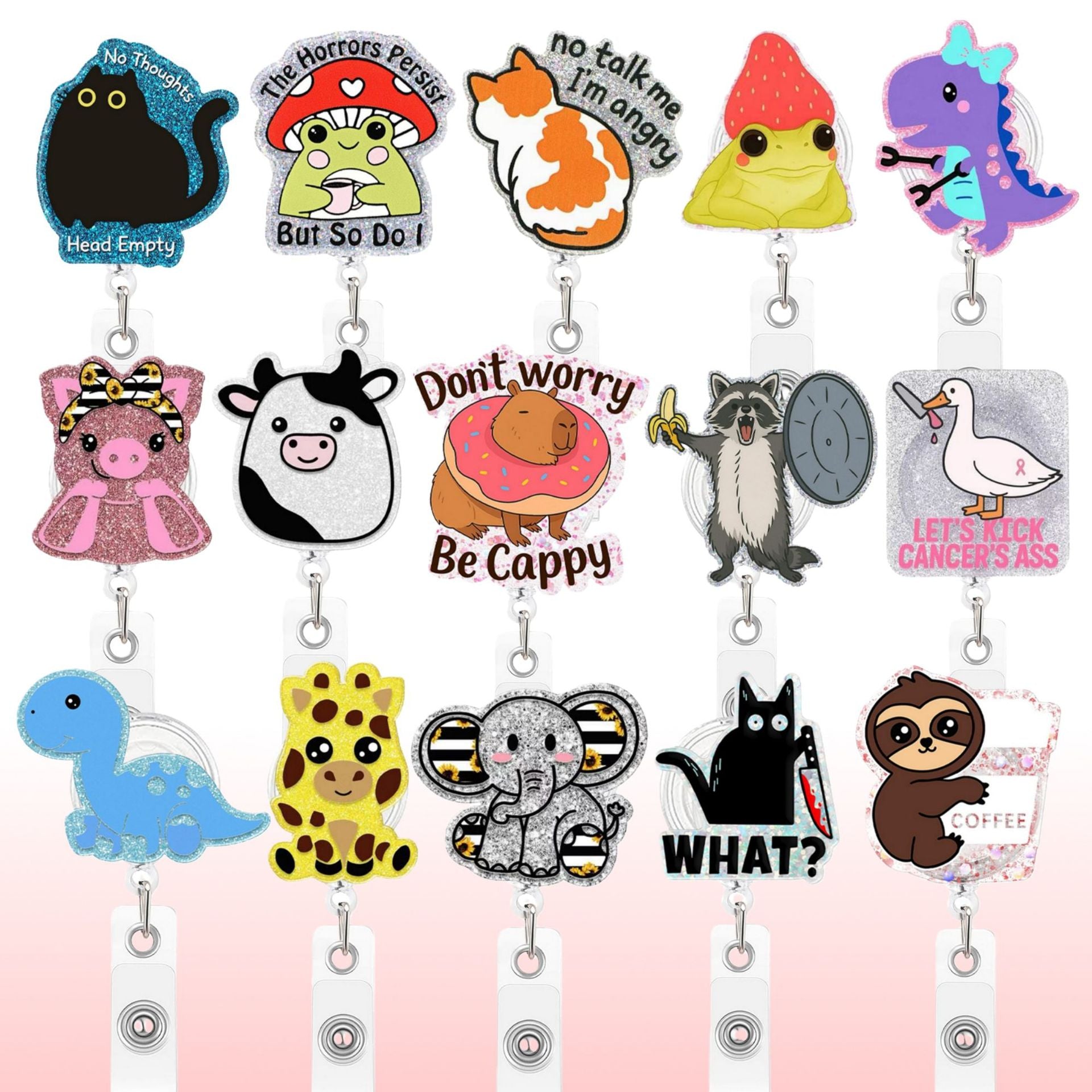 Wholesale Plastic Cartoon Animal Retractable Badge Holder Fun ID Card Holder Easy-Pull Buckle Fashion Accessory for Resale