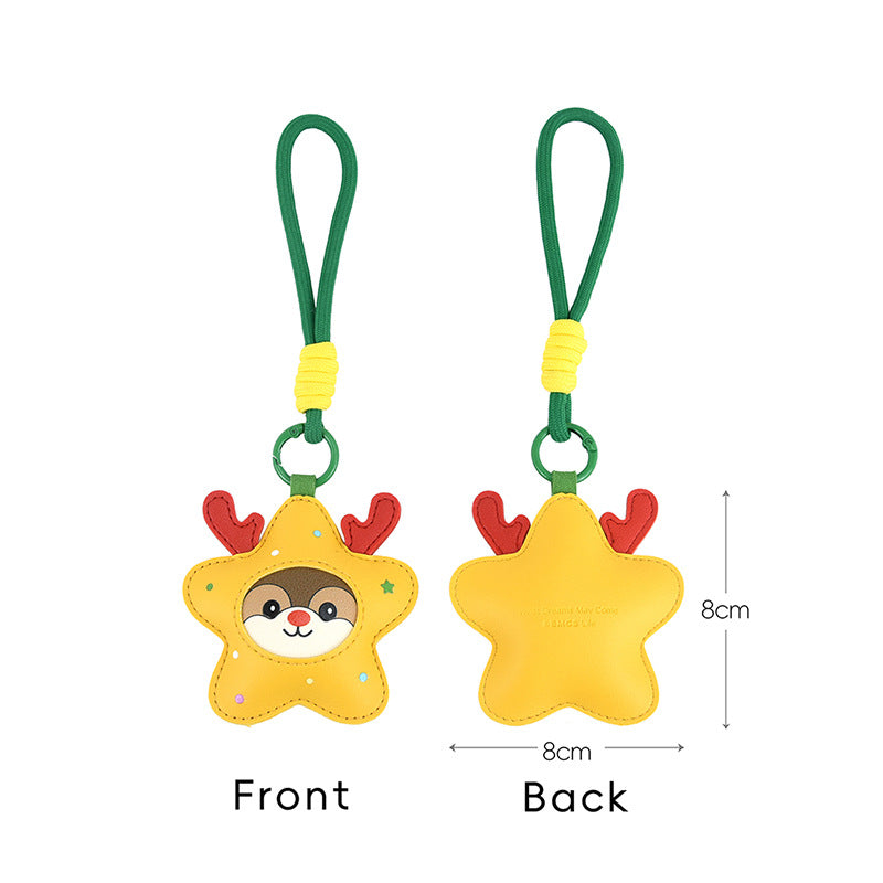 Wholesale Christmas Tree Keychain PU Leather Cartoon Pendant Gift