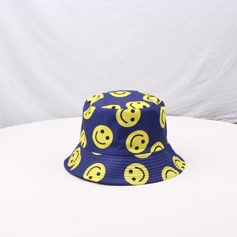 Wholesale Smiley Printed Large-brimmed Fisherman's Hat Basin Hat Bucket Hat