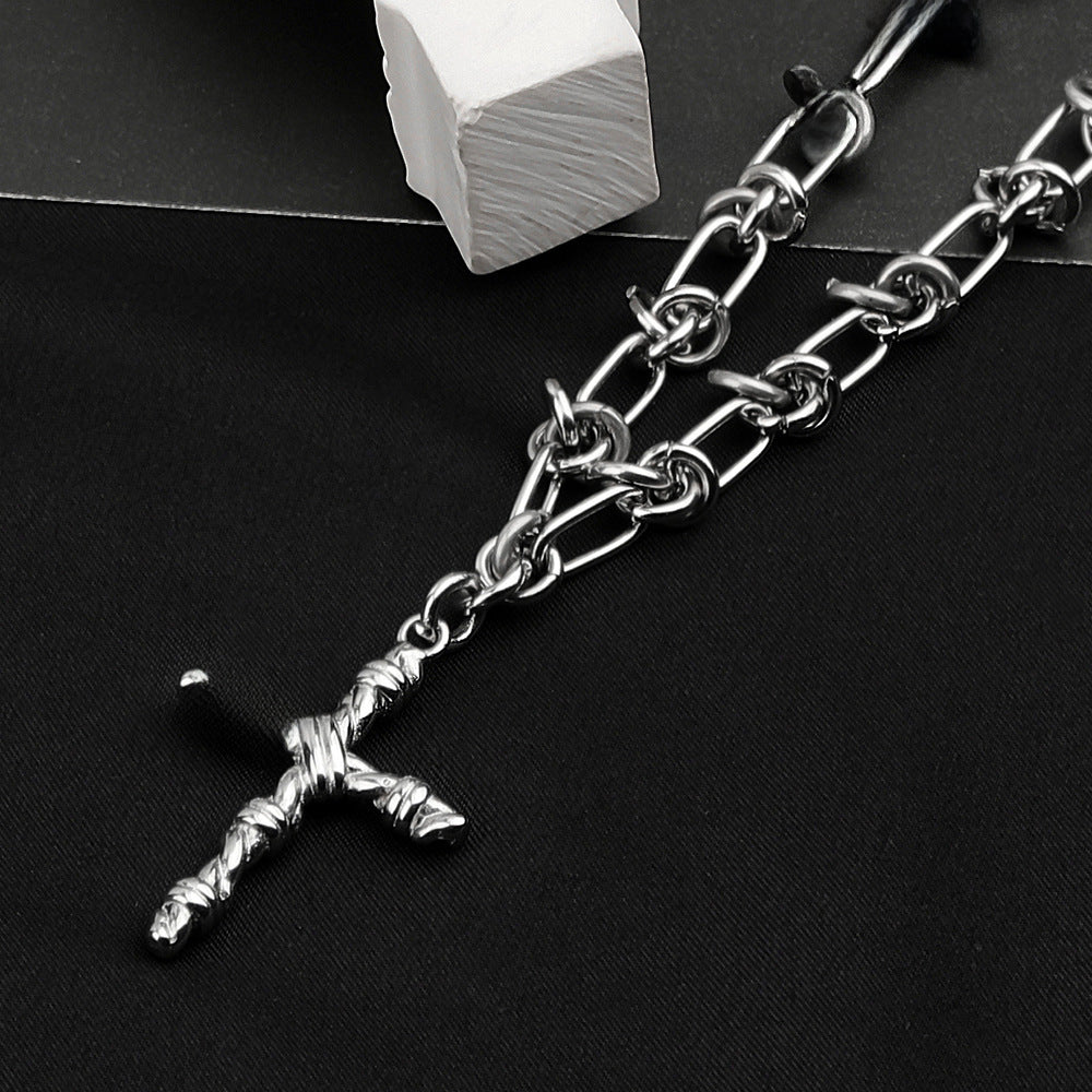 Wholesale Titanium Steel Cross Knot Chain Necklace