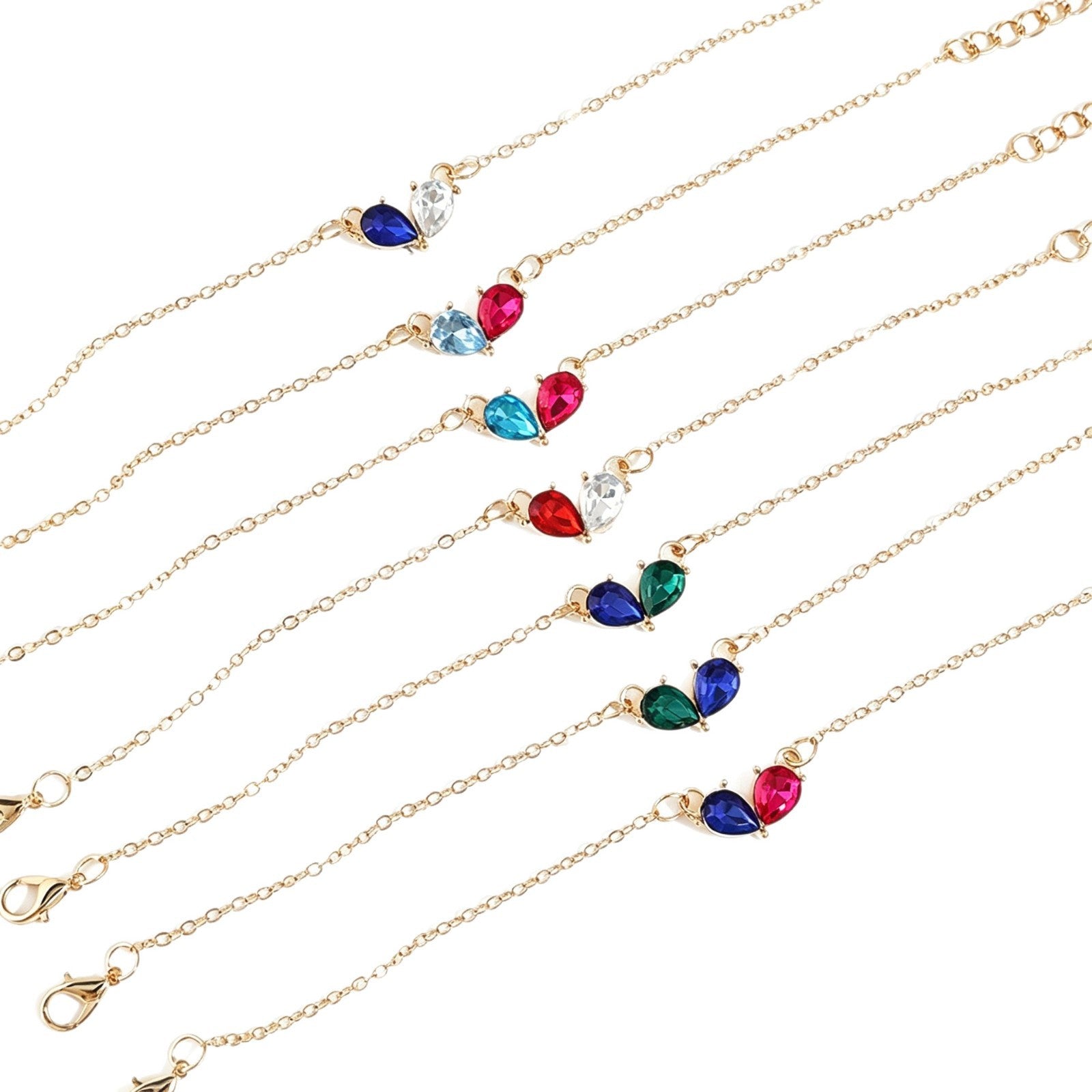 Wholesale Women S Gold Tone Drop Stone Bracelet Blue White Mix Trendy Jewelry Accessory Gift